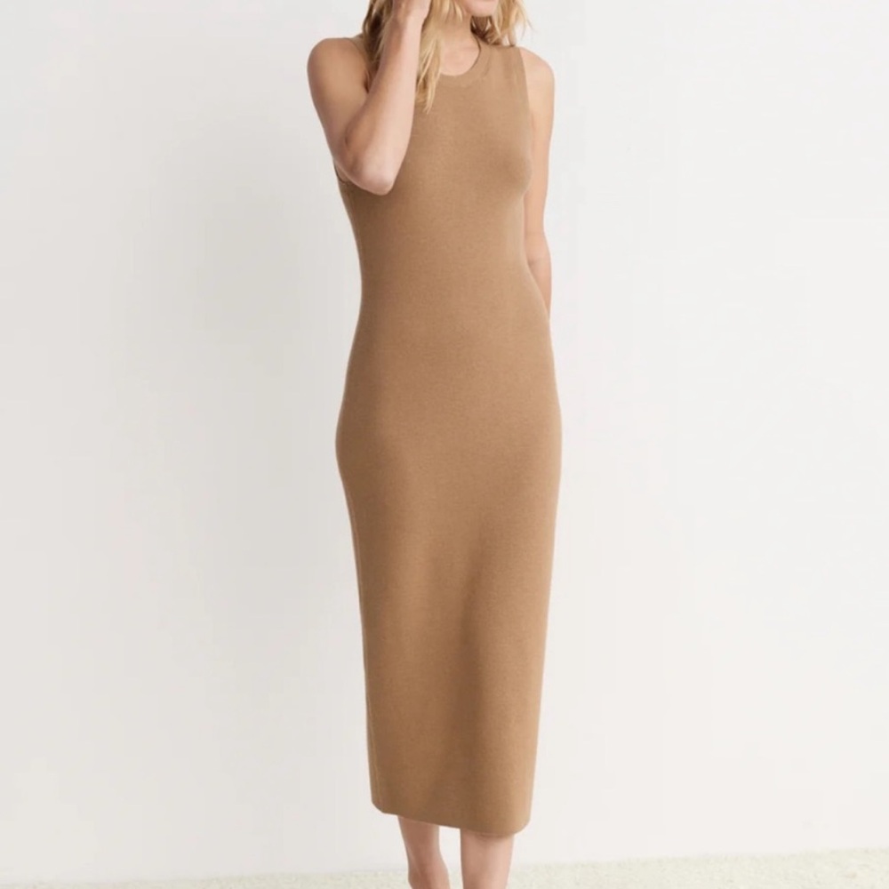 Jenni Kayne Sleeveless Cotton & Cashmere Blend Sweater Dress XL - Camel